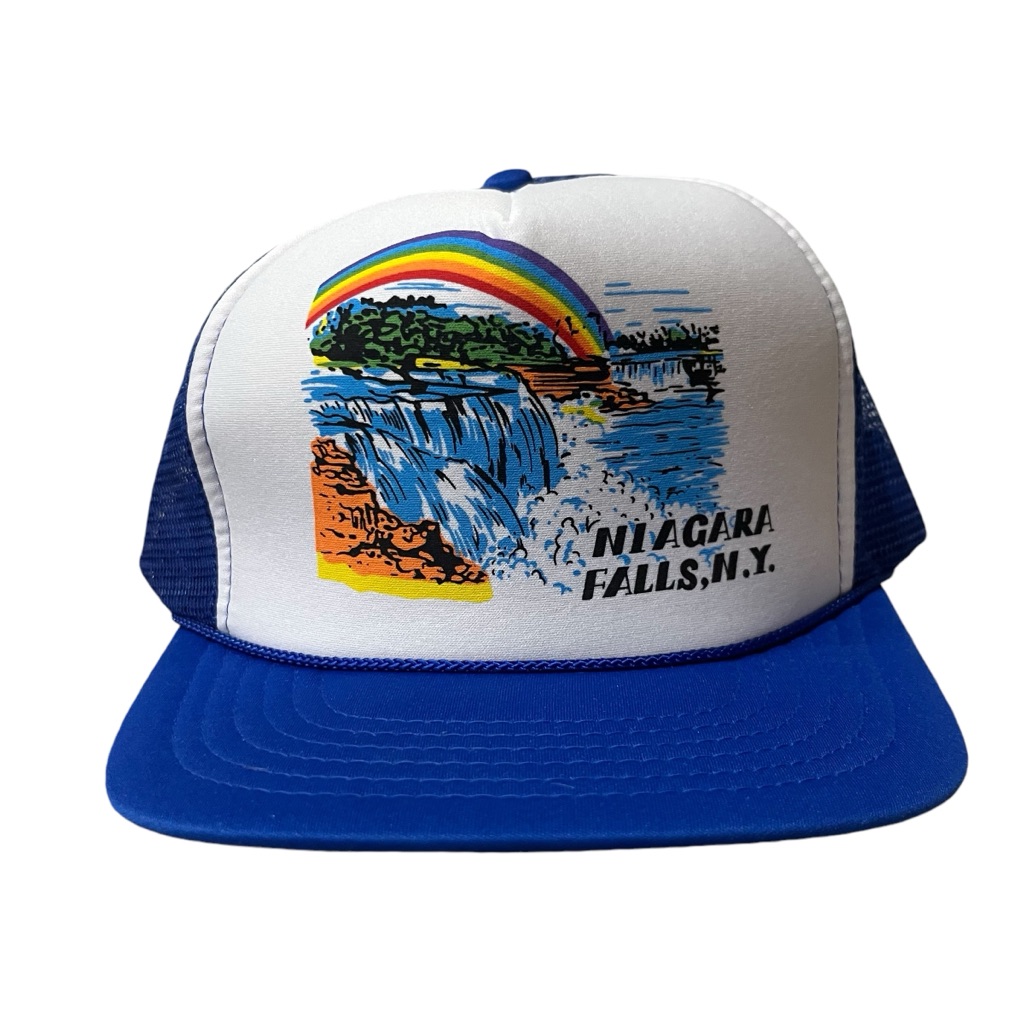 Vintage Niagara Falls Blue New York Snapback Trucker Hat Cap Rainbow Flo
